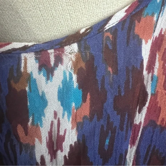 Free People One Monarch Multi Mini Dress SZ S Boho Hipster Vacay Flowy Flouncy - Picture 6 of 13